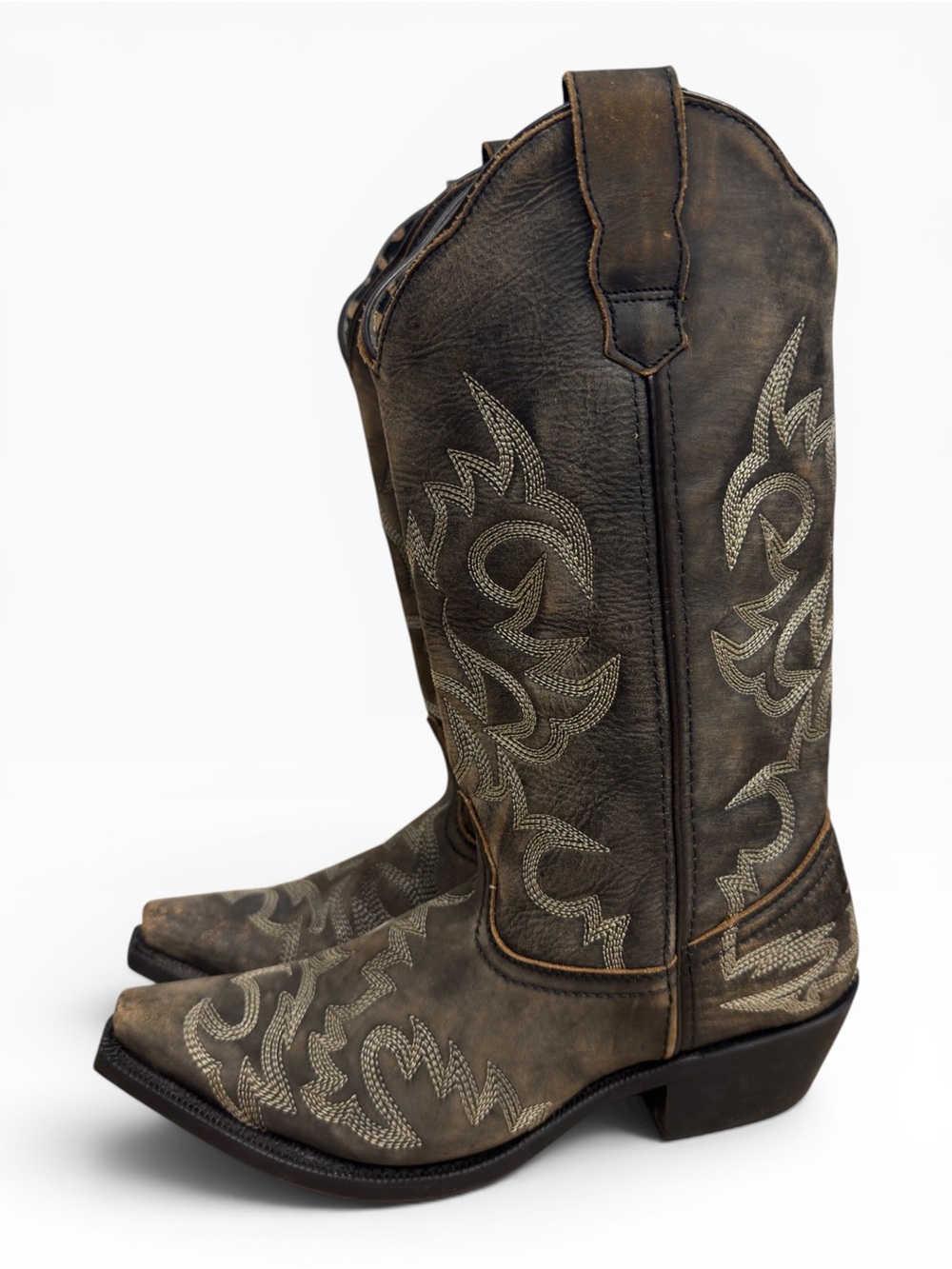 Laredo Elaina 5407 Distressed Western Cowboy Boots Gray Leather Women’s Size 7